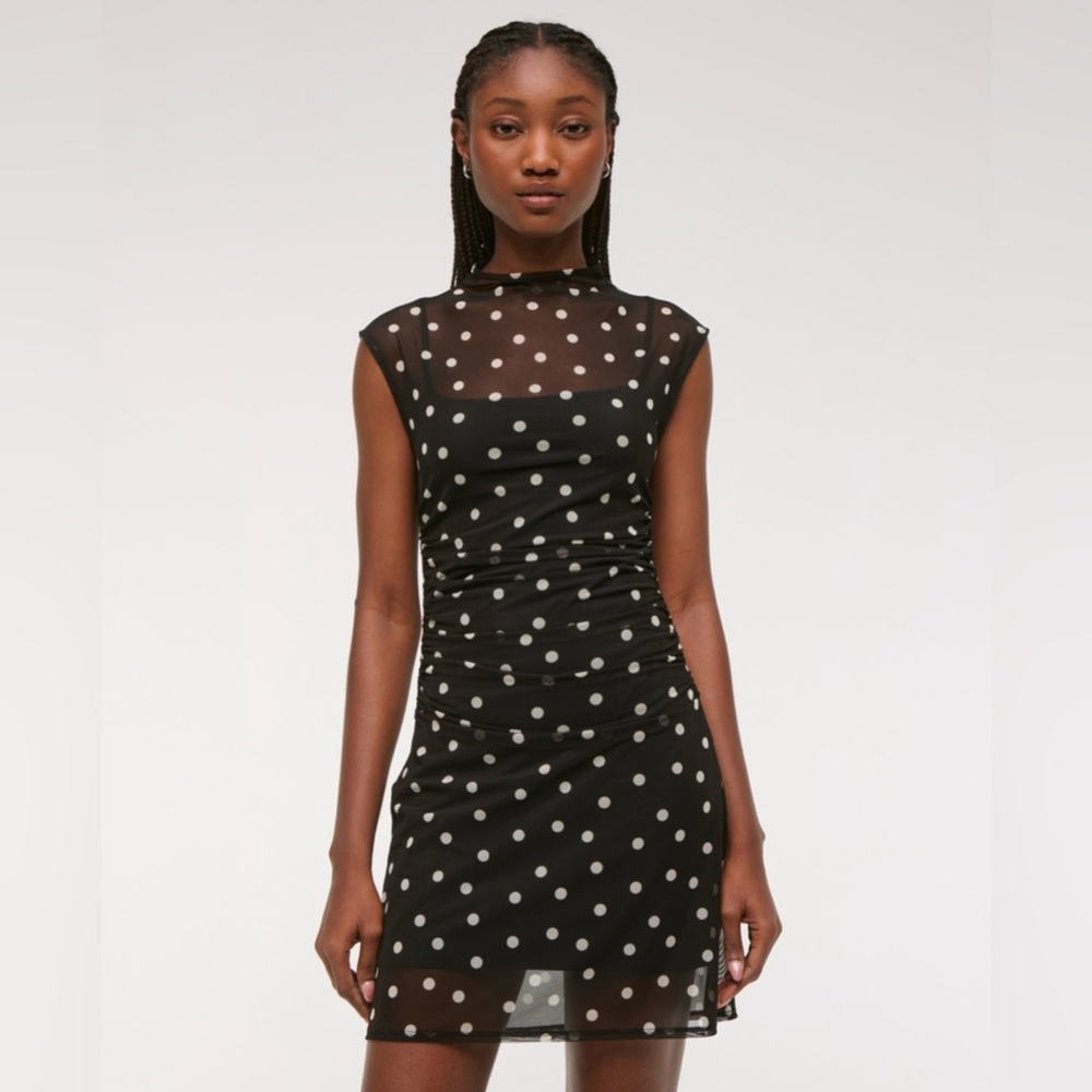 Abercrombie & Fitch Black Polka Dot Mini Dress